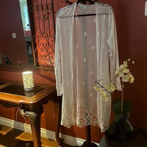 Fever Crochet Lace Bell Sleeve Ivory Kimono - XL